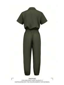 Combinaison femme vert armée avec poches, boutons et ceinture, style décontracté élégant, Y2K, pour trajet, vacances, Fête des enseignants, Thanksgiving, remise des diplômes, rentrée scolaire, soirée, plage, vacances, université, bureau, maison, sortie quotidienne, voyage, concert de musique country, danse, printemps, été, automne - Militaire verte - Voir 5