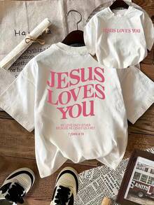 Women's 100% Cotton T-Shirts 2026 Letter Print T-Shirt, Short Sleeve, Round Neck, Casual Top, Korean Style Women's Clothing - White - View 4
