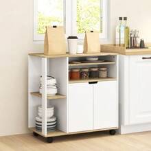 Kitchen Trolley With Wheels, Storage Space, Cabinet, Adjustable Shelves, For Kitchen, Living Room, Dining Room, White. - 白色 - 查看 4