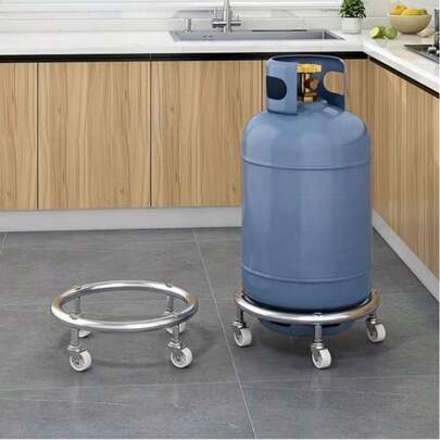 1 Piece Of Gas Cylinder Mobile Trolley Storage Rack | Equipped With 360 ° Universal Wheels For Easy Movement With Thickened And Double Layered Beads Inside The Wheels, Suitable For Transporting Propane And Gas Cylinders