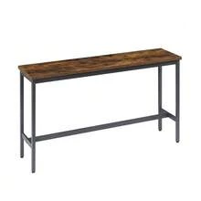 Long Bar Table With 3 PU Padded Bar Stools, Industrial Style, Ideal For The Kitchen, Dining Room, Living Room Or Reception Room, In Rustic Grey And Black Tones. - Rust Brown - View 5