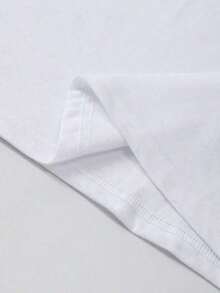 Camiseta casual versátil de mujer talla grande de cuello redondo y manga corta, de color liso - Blanco 2 - Ver 5