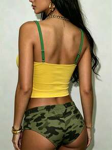 Áo tank top crop không tay kiểu Y2K in hình Brazil gợi cảm số 23, viền tương phản, dành cho nữ. - Nhiều màu - Xem 3