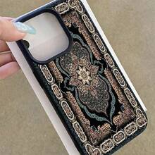 1 pièce Étui de téléphone en TPU avec motif floral perse vintage, compatible avec iPhone 17 Pro Max/17/16 Pro Max/15/13/12/11, S20 FE/A15/S24/A55, Note 11/12/13 Pro. Housse de protection complète antichoc et souple - Noir - Voir 4