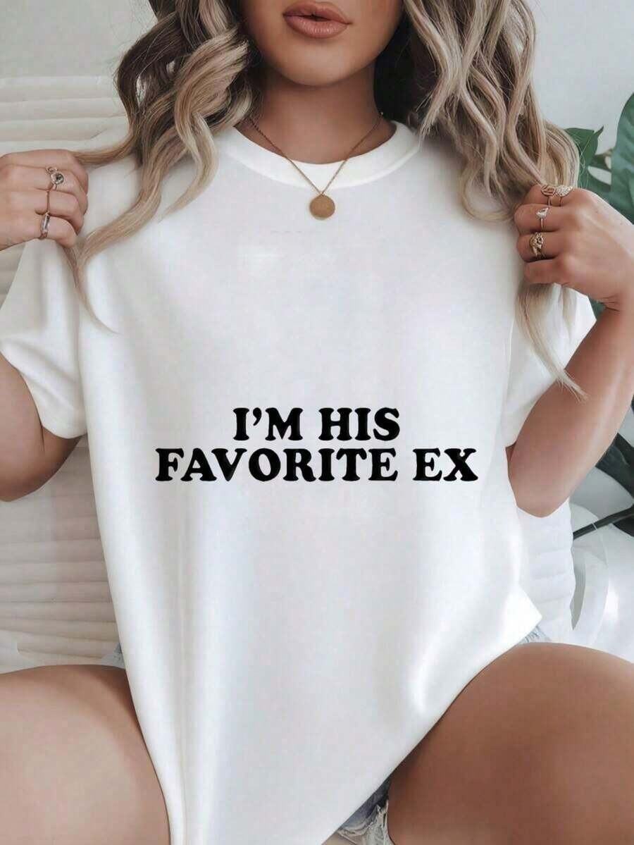 Soy su ex favorita, camiseta casual con estampado a la moda para mujer, adecuada para todas las estaciones.
-Blanco - Blanco - Ver 1