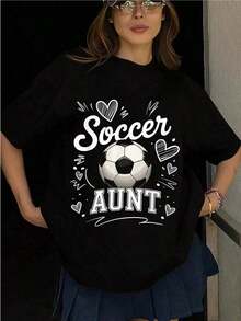 Women's Summer Crew Neck T-Shirts, Casual Short Sleeve T-Shirts For Women, Vintage Style, Perfect For Festivals And Sporting Events. Simple And Casual, Excellent Value For Money. - 黑色 - 查看 1