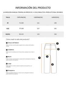 Pantalones Para Mujer Verano Color Sólido Cintura Media de la Correa Moda Casual Súper Cómodo - Azul Marino - Ver 7