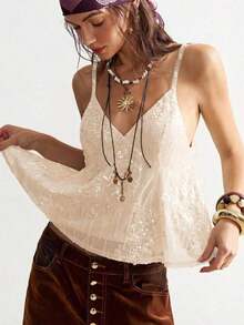 Camiseta de tirantes finos sin mangas de verano con lentejuelas de moda casual para mujeres - Albaricoque - Ver 9