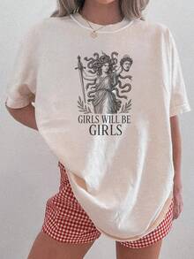 Camiseta inspiradora de mujer con estampado de la diosa guerrera edusa, blusa de cuello redondo regular, color blanco claro, casual de primavera y verano, diseño de fantasía para vacaciones y citas icónicas - avable a máquinaverano mujer/Mujeres antes del Año Nuevo/ropa de playa/ontre mujer premium/Camiseta tropical de Carol pequeña/maija mujer - Blanco - Ver 7
