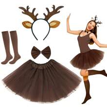 1/3/4 món phụ kiện trang phục khỉ, bao gồm băng đô có tai, đuôi, nơ và váy voan, hoàn hảo cho Halloween, cosplay và trang trí tiệc hóa trang - Nhiều màu - Xem 9