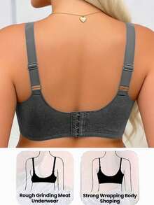 1 chiếc áo ngực không gọng, nâng đỡ toàn diện, mỏng nhẹ, không đường may, kiểu dáng khoét sâu, có dây đeo điều chỉnh được dành cho nữ. - Màu xám đen - Xem 2