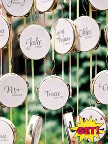 Single Row Tambourine: Wooden Handheld Drum With Metal Bells - Ideal Percussion Instrument For Weddings And Parties, Best Gift, Wedding Decor, Home Decor, Room Decor, Party Favors, Bridal Shower, Graduation, Birthday Decor, Party Decor, Bachelorette Party - Drum - View 5