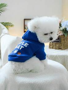 1pc Pet Clothes, Dog/Cat Apparel, Cute Outfit For Small Dogs, Comfortable Hoodie Series For Small Pets, Suitable For Spring/Autumn - Blue - View 3