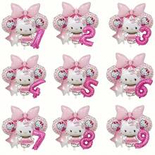 Juego de globos de cumpleaños autorizado, material de lámina de aluminio premium mate grueso, personaje 3D, lazo, formas de número y estrella, juego de decoración de lujo para cumpleaños de bebé - Ver 2