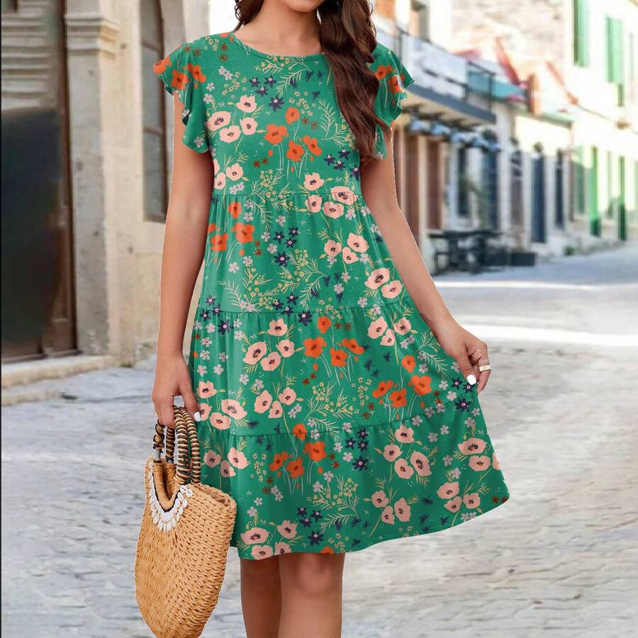 Women Maxi Dresses - Dark Green - View 1