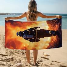 1pc Firefighter Beach Towel, Super Absorbent Oversized Beach Blanket, Suitable For Travel, Swimming Pool, Diving, Surfing, Yoga, Camping, Available In Multiple Sizes, Beach Accessories - Firefighters - View 8