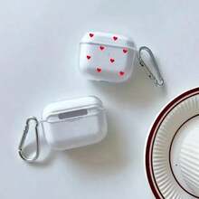 心形豹纹黑色TPU时尚保护壳，适用于第四代、Pro 3/1/2、Pro 3代、Pro 2代无线耳机，柔软TPU材质，是送给家人和朋友的完美生日礼物。 - 紅色透明愛心 - 查看 7