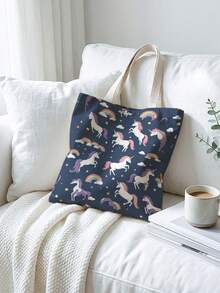 Grand sac fourre-tout en canevas pour enfants, sac de courses, sac à main, sac à bandoulière léger et doux, design imprimé motif sirène unique, sac à dos étudiant grande capacité, sac à bandoulière pour les trajets, sac de courses multifonctionnel, peut contenir des livres, léger et pliable, style classique décontracté, style mignon, un excellent choix pour les cadeaux d'anniversaire, convient à toutes les occasions. - Multicolore - Voir 5