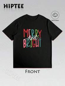 1 Women's Christmas T-Shirt - Graphic Tee With A Cheerful And Bright Christmas Tree Design, Santa Claus Print, Christmas Eve Graphic Tee, Unisex Festive Tee For Women And Men, Everyday Wear At Festivals, 180g 100% Cotton, Designs Are Fully Printed. Unisex. - 5 黑 - 查看 12