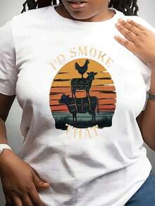 OversizeCamiseta de pesca divertida para mujer de talla grande - Diseño "Voy a pescar ese", con motivo de pez y caña de pescar, top negro casual para exteriores con cuello redondo, cómoda para todas las estaciones, lavable a máquina, linda. - Blanco - Ver 6