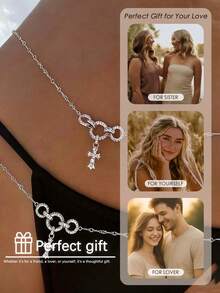 1pc Sexy Fashion Circular Cross Pendant Waist Chain, Sparkling Rhinestone Jewelry For Women, Beach Jewelry - Multicolor - View 9