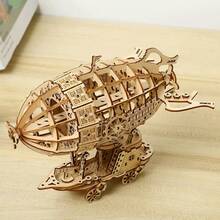 301pcs 3D Wooden Airship Puzzle Kit, Model Assembly Set, Brain-Teasing Challenge, Christmas/Birthday Gift, Suitable For Adults And Teenagers To Assemble - Natural Wood-colored Airship - View 8