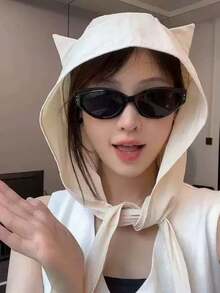 女士可爱猫耳遮阳帽，带护颈和宽帽檐 - 可折叠户外遮阳帽，适合夏季旅行、海滩、旅游等场合。 - 貓耳朵遮陽帽 - 查看 8