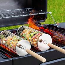 Bộ dụng cụ nướng BBQ bằng thép không gỉ 2 món, giỏ nướng BBQ ngoài trời di động, giá nướng hình tròn bằng thép không gỉ di động, phụ kiện nướng BBQ đa chức năng khi cắm trại, giỏ nướng BBQ ngoài trời. - Nhiều màu - Xem 7
