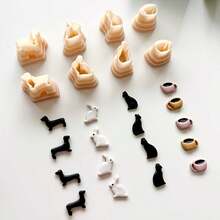 7/8件套迷你置物架装饰粘土切割器套装，包含各种微型动物形状、相框、时钟、蜡烛和其他聚合物粘土工具，珠宝制作套装，适合DIY珠宝和耳环工艺品 - 杏色 - 查看 8