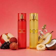 Wish 2 Pcs Women's 8.0 Fl Oz Body Mist – 6 Scents: Red Apple Berry Rose / Banana Coconut Sandalwood – Designer Inspired Long Lasting Fragrance – Perfect For Party, Daily Wear & Gift – Ideal For Girlfriend, Best Friend, Mom - Apple Crush+Banana Kiss - 查看 6