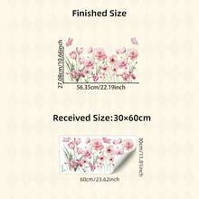 1 pieza Adhesivo de ventana floral caprichoso, adhesivo de ventana estático, calcomanía de amapola y tulipán acuarela rosa, PVC semibrillante, removible, para sala de estar, dormitorio, decoración del hogar - Multicolor - Ver 4
