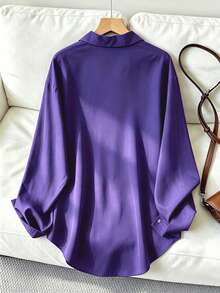 Women's Casual Loose Long Sleeve Shirt, Suitable For Spring And Autumn Commuting - Violet Purple - View 2