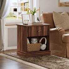 Modern Fluted Bedside Table – With Single Drawer And Open Shelf – Mid-Century Design In MDF – Compact And Functional – Ideal For Bedroom Or Living Room - one-size - View 6