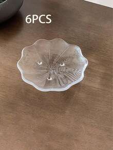 6pcs/1pc Chinese Style Lotus Leaf Dim Sum Plate, Dessert Shop Afternoon Tea Dessert Plate, Exquisite Mini Fruit Tray, Dessert Cake Small Dish, Home Use Small Round Plate, Glass Material, Lotus Leaf Shape, Symbolizing Peace And Health - Multicolor - View 16