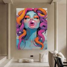 Enmarcado 1 lienzo decorativo de pared con marco de  | Serpiente de Medusa, decoración de fondo, regalo de cumpleaños y festivo, ideal para sala de estar, dormitorio, oficina, listo para colgar, 40 x 60 cm (16 x 24 pulgadas). - Enmarcado - Ver 2