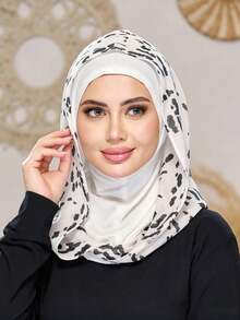 1 chiếc khăn trùm đầu chấm bi nữ - Khăn trùm đầu bằng vải chiffon in họa tiết bò sữa, có chun co giãn, giữ ấm cổ, kiểu khăn xếp, thoáng khí, thoải mái, vành rộng, thấm mồ hôi, đa chức năng, thích hợp cho thể thao, khăn quàng cổ thời trang tối giản, mũ trùm đầu và khăn chiffon cùng màu, vật dụng cần thiết khi đi du lịch, khăn tắm biển. - trắng đen - Xem 4