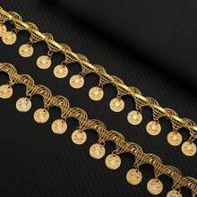 2 Yards 3.5 Cm Width Gold Pendant Lace Ribbon Trims Fringes Sewing Diy Accessories Craft Materials Arts And Crafts Dress - Multicolor - View 5