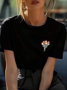 Women T-Shirts - Black - View 1