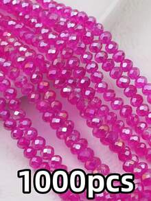 200pcs 3mm Flat Oval AB Color Glass Crystal Beads, Suitable For DIY Handmade Fashion Bracelet Necklace Jewelry Making Accessories - Multicolor - View 32