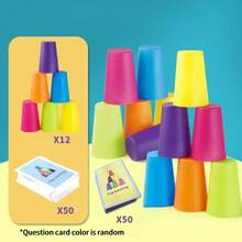Tecforood Quick Stacking Cups Set Interactive Battle Stacking Cups Desktop Game Logic Training, Focus And Reaction Speed, Cognitive Ability Training Toy Portable Group Party Game Suitable For Teens And Adults Family Gathering Team Building Christmas Gift - Multicolor - View 8