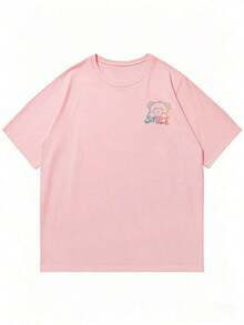 Zrgoth Men's Short Sleeve T-Shirt, Casual, Versatile, With Simple Print - Pink - View 5