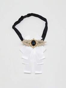 Pajarita clásica y versátil, pajarita con cristales de imitación en estilo universitario, broche de solapa floral unisex para fiestas, días festivos y bodas - Multicolor - Ver 9