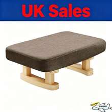 Small Wood Footstool Footrest Pouffe Foot Stool Padded Ottoman SeatBench - Beis - Ver 3
