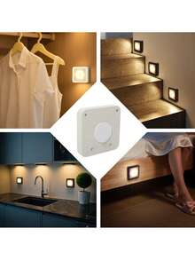 感應式 LED 夜燈，無線電池供電暖光燈具，黏貼式夜燈，適用於浴室、廁所、臥室、走廊、衣櫥、樓梯 - 均碼 - 查看 8