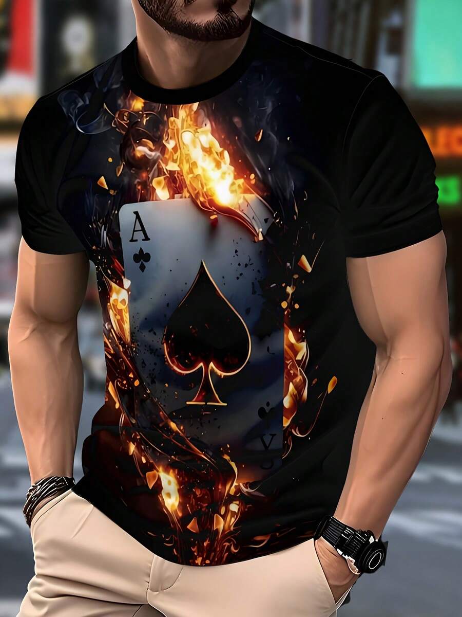 Camiseta Novedosa para Hombre - Negro - Ver 1