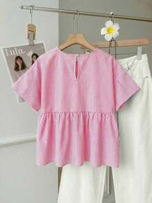 Camisa de mujer tejida a rayas verdes - Rojo y blanco - Ver 2