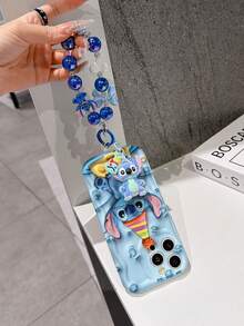 Disney Has Authorized, Phone Case - Chain Set, The Stitch Lilo & Stitch 3D Phone Case Plus A Silicone 3D Stitch Bracelet With Metallic Ring Removable Bracelet, Stitch And Angel Pattern, Compatible With Iphone17/16/15/14/13/12/11/XS/XR/X Plus Pro Max, A Stylish Cartoon Phone Case, The Perfect Gift Choice, Phone Protection, Durable Phone Cover, Great Gift For Friends And Family. - 白色 - 查看 3