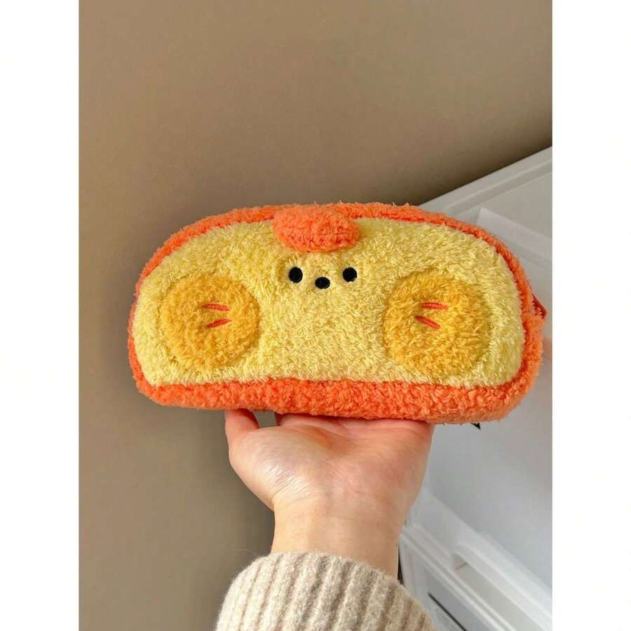 1 pieza Estuche de lápices de gran capacidad de peluche, soporte para bolígrafos de almacenamiento de papelería de dibujos animados - Dibujos animados - Ver 1