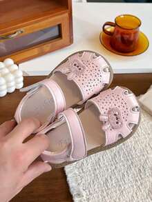 Sandal hình thỏ dễ thương kiểu Hàn Quốc cho bé gái, giày mùa hè thoáng khí với khóa dán ma thuật, giày công chúa đi biển đế mềm chống trượt cho bé gái. - Hồng - Xem 5