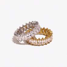 1 Stück Luxus 18K Vergoldeter Edelstahl Ring mit funkelnden Zirkoniasteinen, geeignet für den täglichen Gebrauch und Hochzeitstragen von Frauen, Geschenk - Diamantring - Übersicht 4